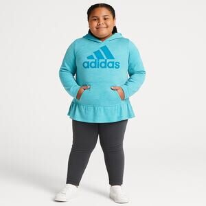 Adidas Girls Hoodie Size 6X Blue Logo Long Sleeve Athletic Pullover Top